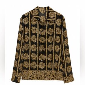 Silk Dark floral Vintage Blouse Boho Indie Earthy Whimsigoth Large